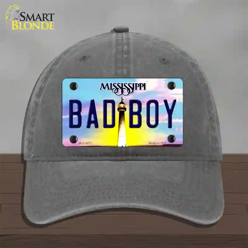 Bad Boy Mississippi Novelty License Plate Hat Unconstructed Cotton / Charcoal