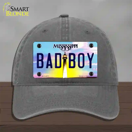 Bad Boy Mississippi Novelty License Plate Hat Unconstructed Cotton / Charcoal