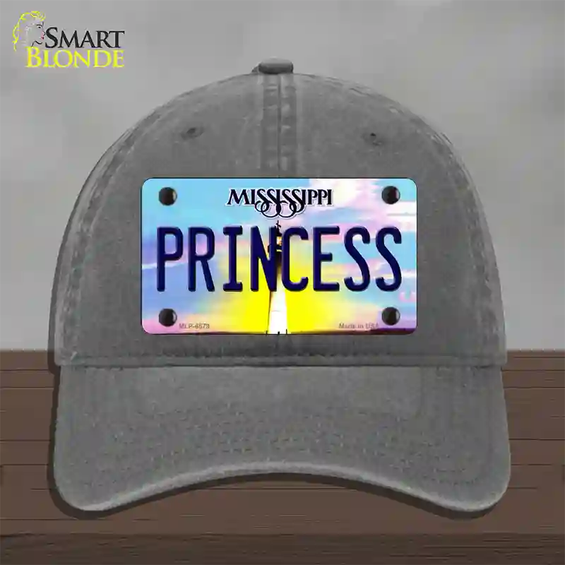 Princess Mississippi Novelty License Plate Hat Unconstructed Cotton / Charcoal