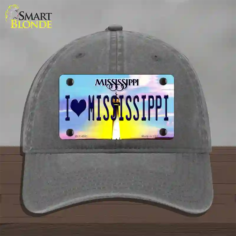 I Love Mississippi Novelty License Plate Hat Unconstructed Cotton / Charcoal