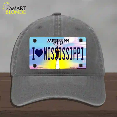 I Love Mississippi Novelty License Plate Hat Unconstructed Cotton / Charcoal