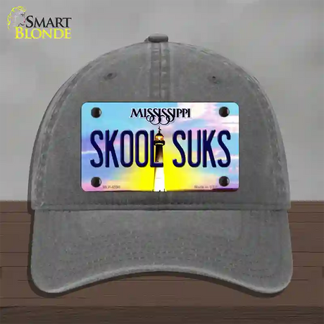 Skool Suks Mississippi Novelty License Plate Hat Unconstructed Cotton / Charcoal