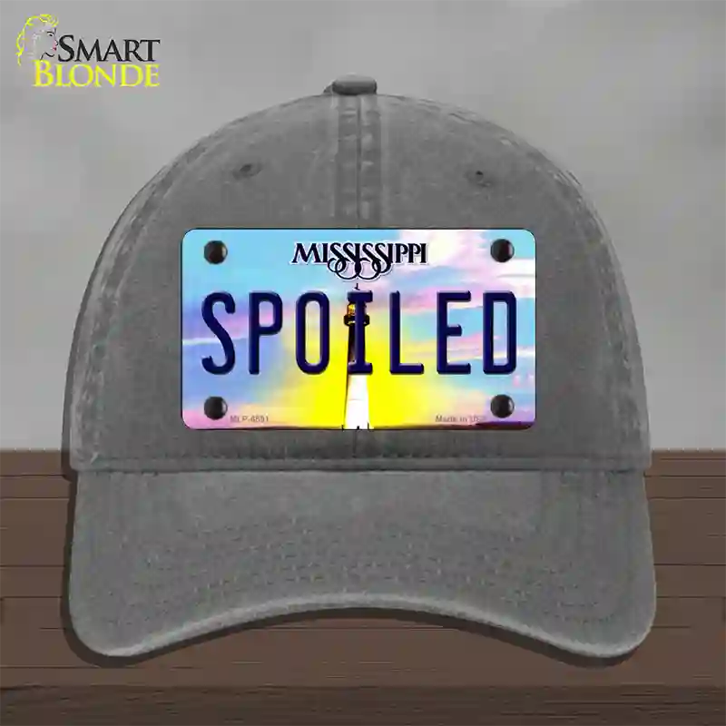 Spoiled Mississippi Novelty License Plate Hat Unconstructed Cotton / Charcoal