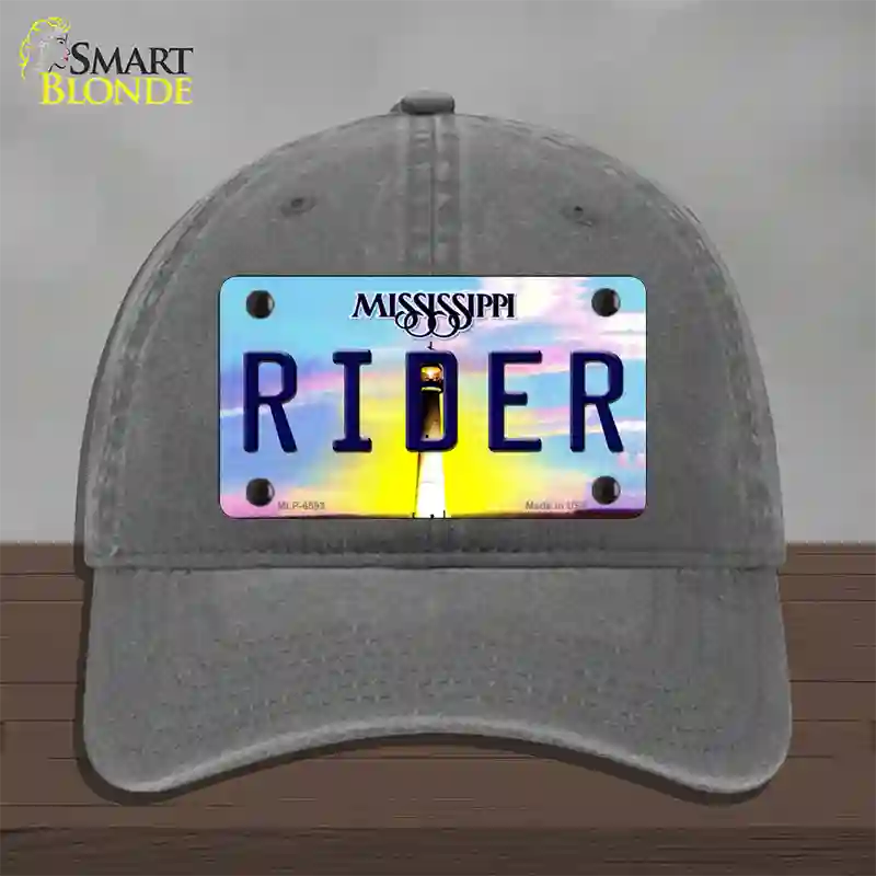 Rider Mississippi Novelty License Plate Hat Unconstructed Cotton / Charcoal