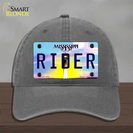 Rider Mississippi Novelty License Plate Hat Unconstructed Cotton / Charcoal