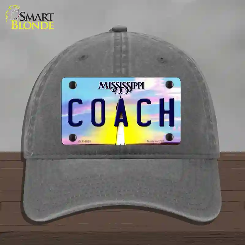 Coach Mississippi Novelty License Plate Hat Unconstructed Cotton / Charcoal