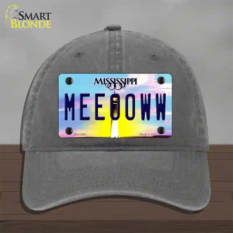 Meeooww Mississippi Novelty License Plate Hat Unconstructed Cotton / Charcoal