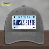 Kansas State Novelty License Plate Hat Unconstructed Cotton / Charcoal