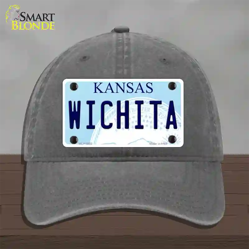 Wichita Kansas Novelty License Plate Hat Unconstructed Cotton / Charcoal