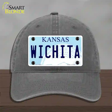 Wichita Kansas Novelty License Plate Hat Unconstructed Cotton / Charcoal