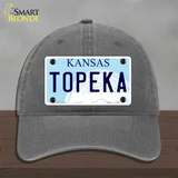 Topeka Kansas Novelty License Plate Hat Unconstructed Cotton / Charcoal