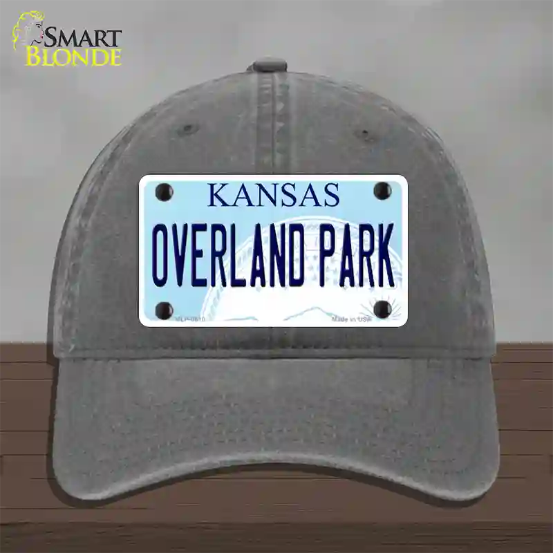 Overland Park Kansas Novelty License Plate Hat Unconstructed Cotton / Charcoal