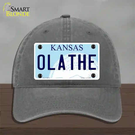 Olathe Kansas Novelty License Plate Hat Unconstructed Cotton / Charcoal