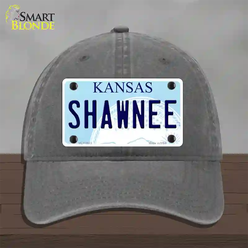 Shawnee Kansas Novelty License Plate Hat Unconstructed Cotton / Charcoal