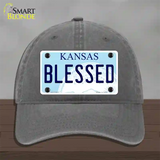 Blessed Kansas Novelty License Plate Hat Unconstructed Cotton / Charcoal