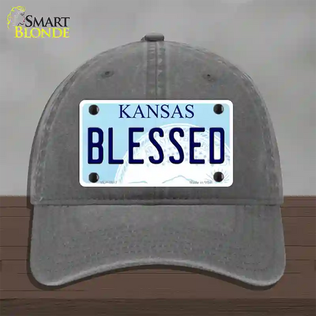 Blessed Kansas Novelty License Plate Hat Unconstructed Cotton / Charcoal