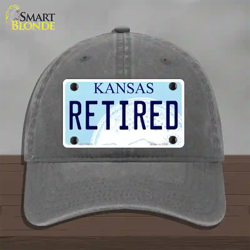 Retired Kansas Novelty License Plate Hat Unconstructed Cotton / Charcoal