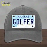 Golfer Kansas Novelty License Plate Hat Unconstructed Cotton / Charcoal