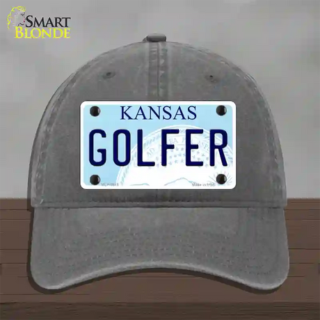 Golfer Kansas Novelty License Plate Hat Unconstructed Cotton / Charcoal