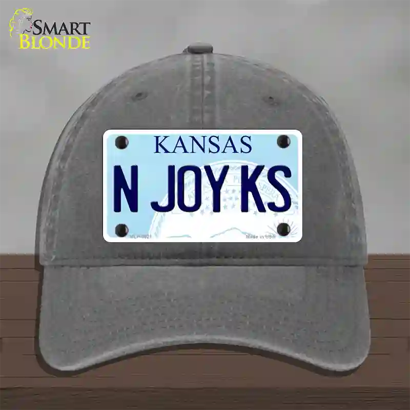 N Joy Kansas Novelty License Plate Hat Unconstructed Cotton / Charcoal