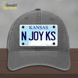 N Joy Kansas Novelty License Plate Hat Unconstructed Cotton / Charcoal