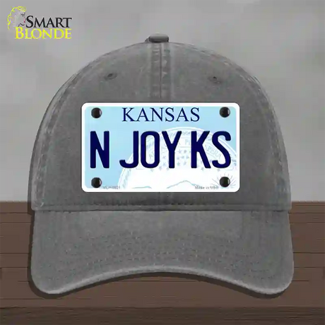 N Joy Kansas Novelty License Plate Hat Unconstructed Cotton / Charcoal