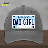 Bad Girl Kansas Novelty License Plate Hat Unconstructed Cotton / Charcoal