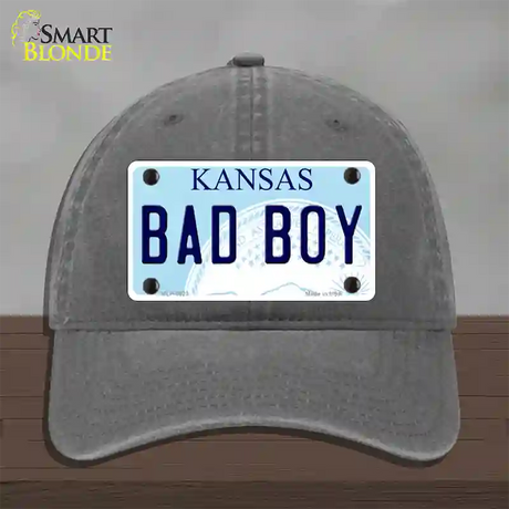 Bad Boy Kansas Novelty License Plate Hat Unconstructed Cotton / Charcoal