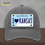 I Love Kansas Novelty License Plate Hat Unconstructed Cotton / Charcoal