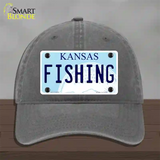 Fishing Kansas Novelty License Plate Hat Unconstructed Cotton / Charcoal