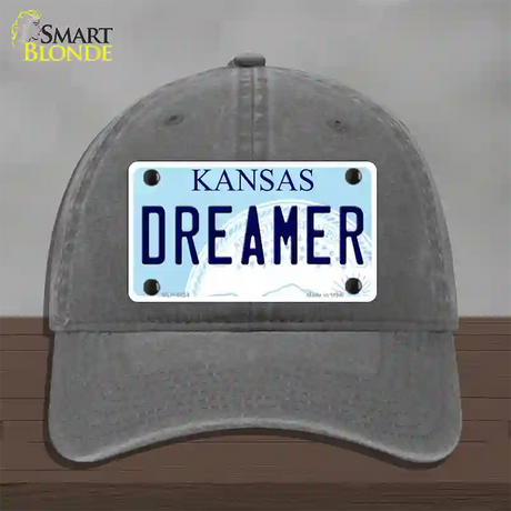 Dreamer Kansas Novelty License Plate Hat Unconstructed Cotton / Charcoal