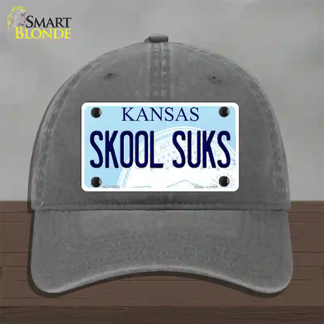 Skool Suks Kansas Novelty License Plate Hat Unconstructed Cotton / Charcoal