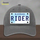 Rider Kansas Novelty License Plate Hat Unconstructed Cotton / Charcoal