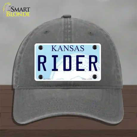 Rider Kansas Novelty License Plate Hat Unconstructed Cotton / Charcoal