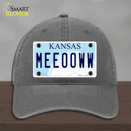 Meeooww Kansas Novelty License Plate Hat Unconstructed Cotton / Charcoal