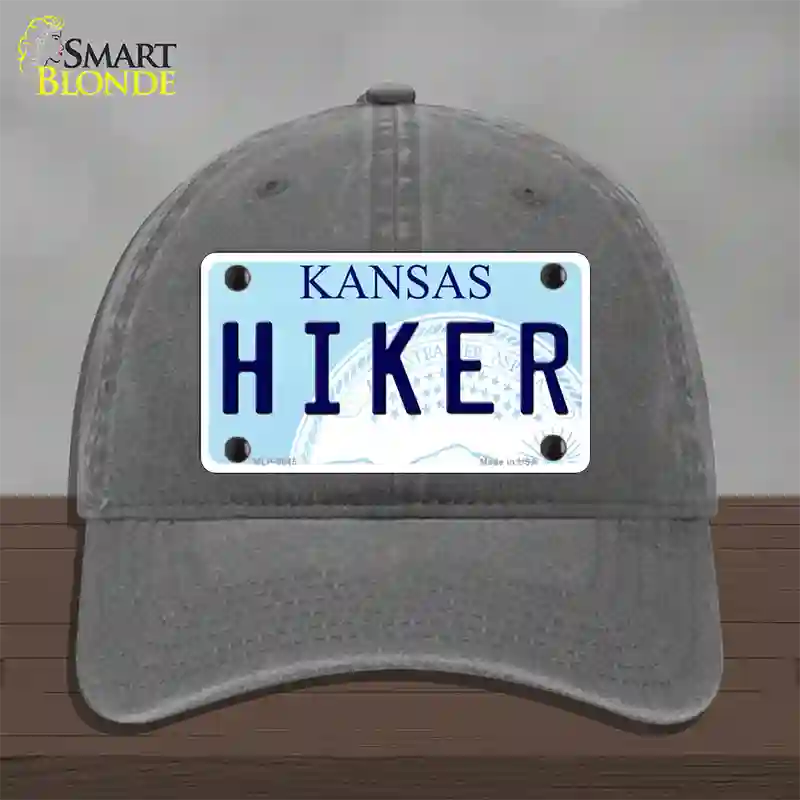 Hiker Kansas Novelty License Plate Hat Unconstructed Cotton / Charcoal