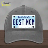 Best Mom Kansas Novelty License Plate Hat Unconstructed Cotton / Charcoal