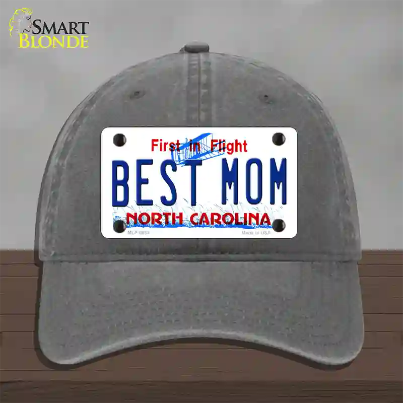 Best Mom North Carolina Novelty License Plate Hat Unconstructed Cotton / Charcoal