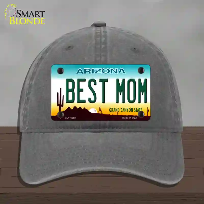 Best Mom Arizona Novelty License Plate Hat Unconstructed Cotton / Charcoal