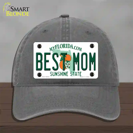 Best Mom Florida Novelty License Plate Hat Unconstructed Cotton / Charcoal