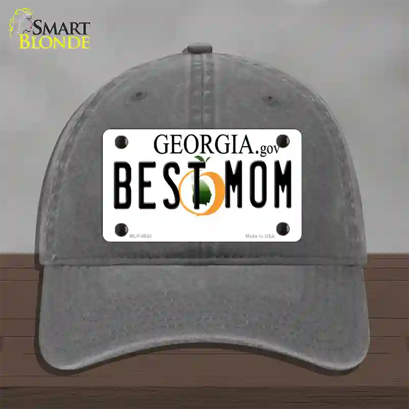 Best Mom Georgia Novelty License Plate Hat Unconstructed Cotton / Charcoal