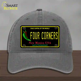 Four Corners Black New Mexico Novelty License Plate Hat Unconstructed Cotton / Charcoal