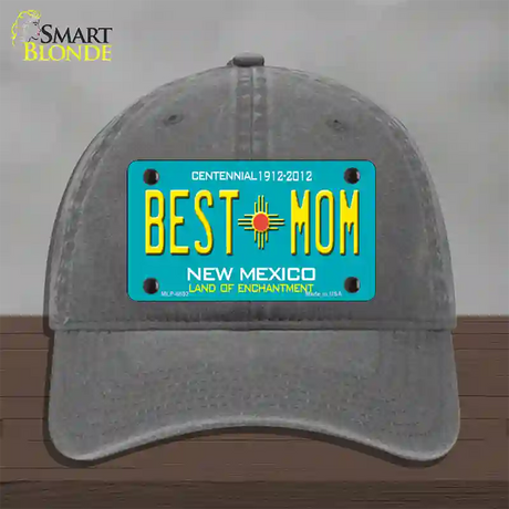 Best Mom Teal New Mexico Novelty License Plate Hat Unconstructed Cotton / Charcoal