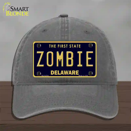 Zombie Delaware Novelty License Plate Hat Unconstructed Cotton / Charcoal