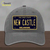 New Castle Delaware Novelty License Plate Hat Unconstructed Cotton / Charcoal