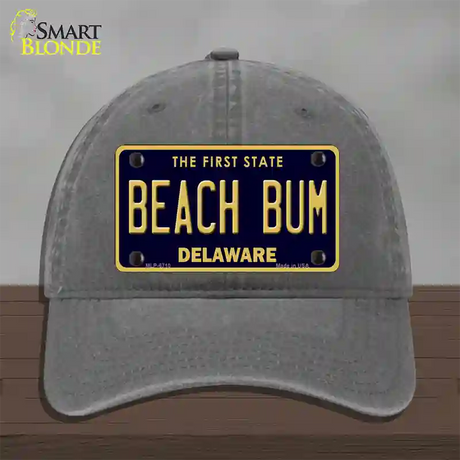 Beach Bum Delaware Novelty License Plate Hat Unconstructed Cotton / Charcoal