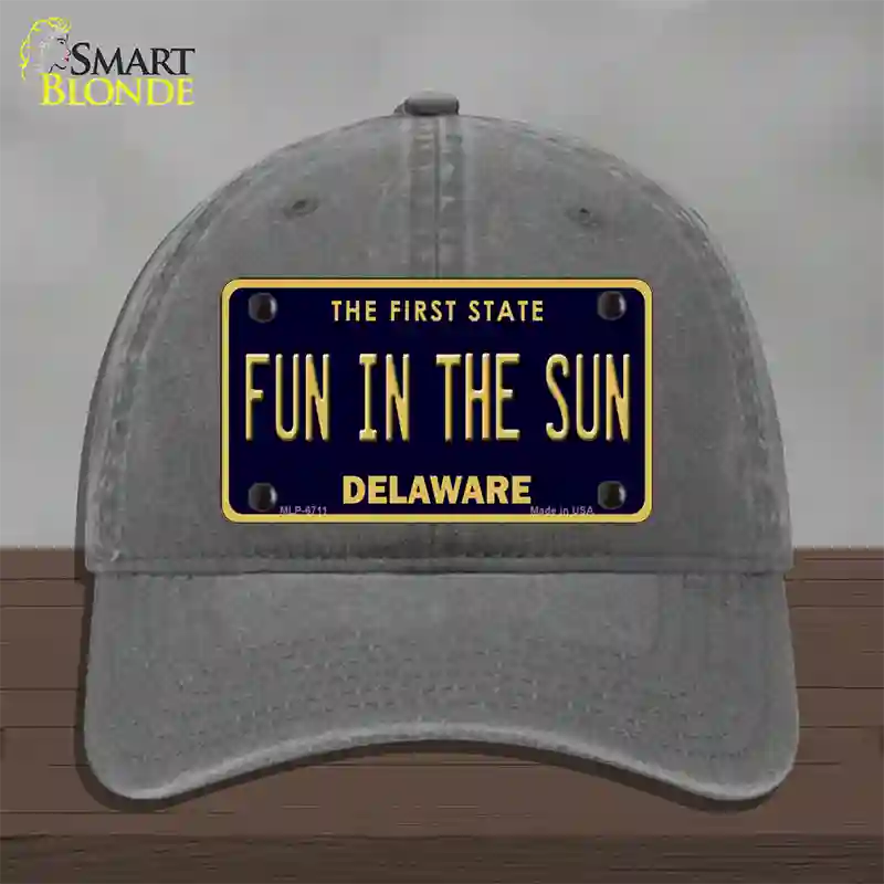 Fun In The Sun Delaware Novelty License Plate Hat Unconstructed Cotton / Charcoal