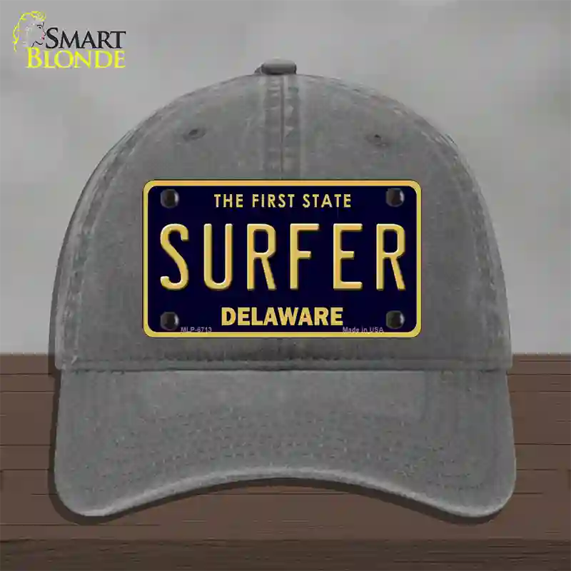 Surfer Delaware Novelty License Plate Hat Unconstructed Cotton / Charcoal