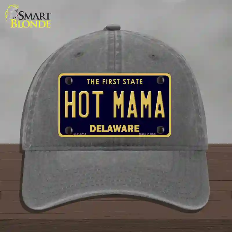 Hot Mama Delaware Novelty License Plate Hat Unconstructed Cotton / Charcoal