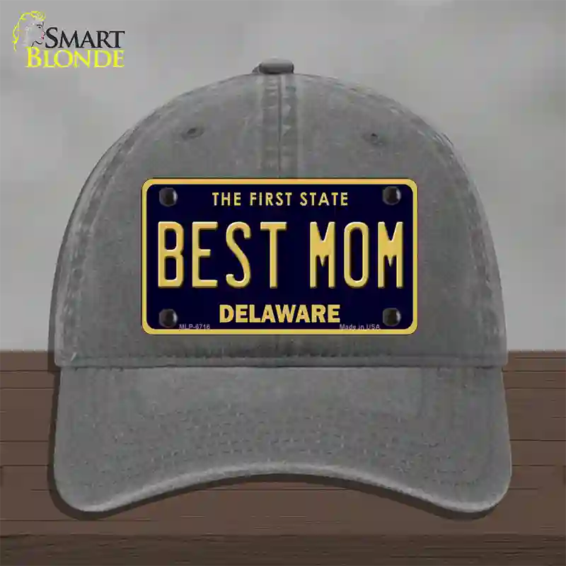 Best Mom Delaware Novelty License Plate Hat Unconstructed Cotton / Charcoal